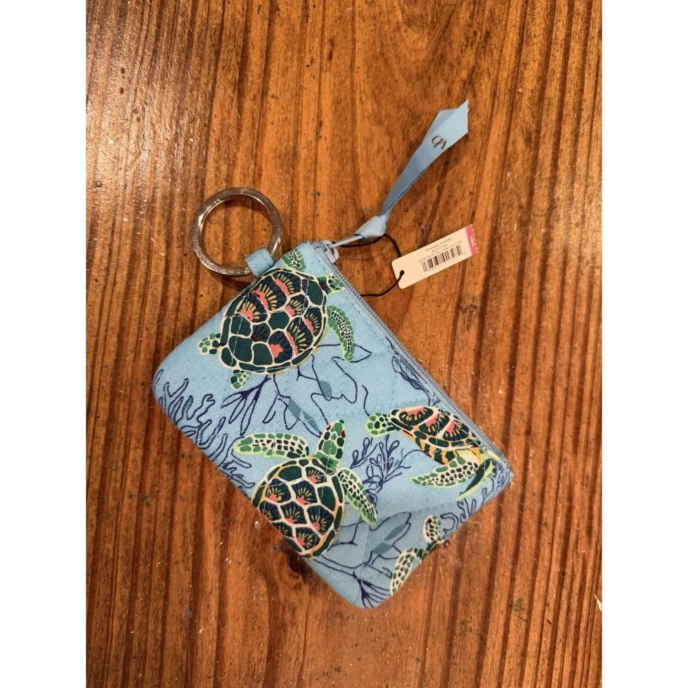 Vera Bradley Zip ID Case Sea Turtles And Coral New Blue